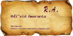 Rövid Amaranta névjegykártya